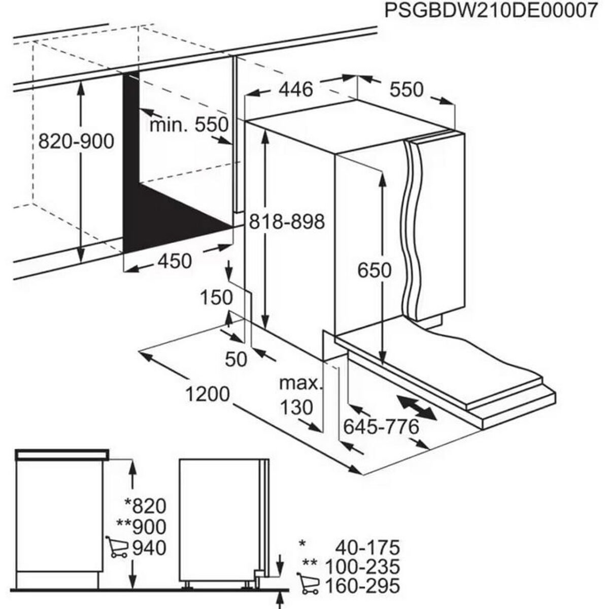 Съдомиялна машина за вграждане AEG FSE73507P , 10 комплекта, 450 Ш, мм, D - Image 5