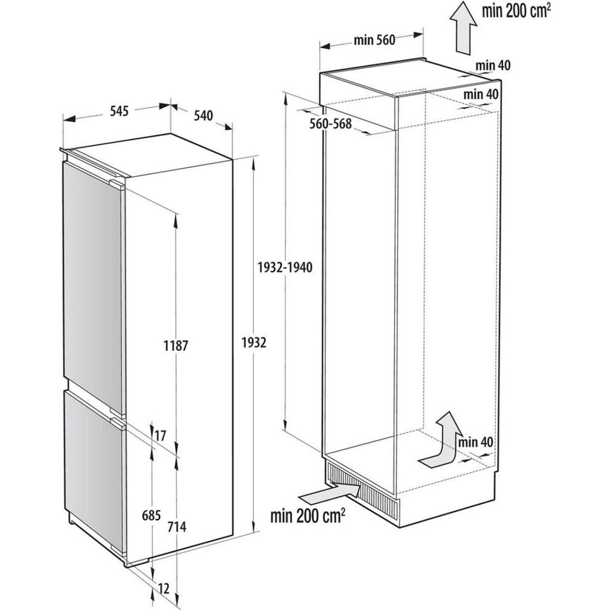 Вграден хладилник с фризер Gorenje NRKI519E82WF , 284 l, E , No Frost , Да - Image 9