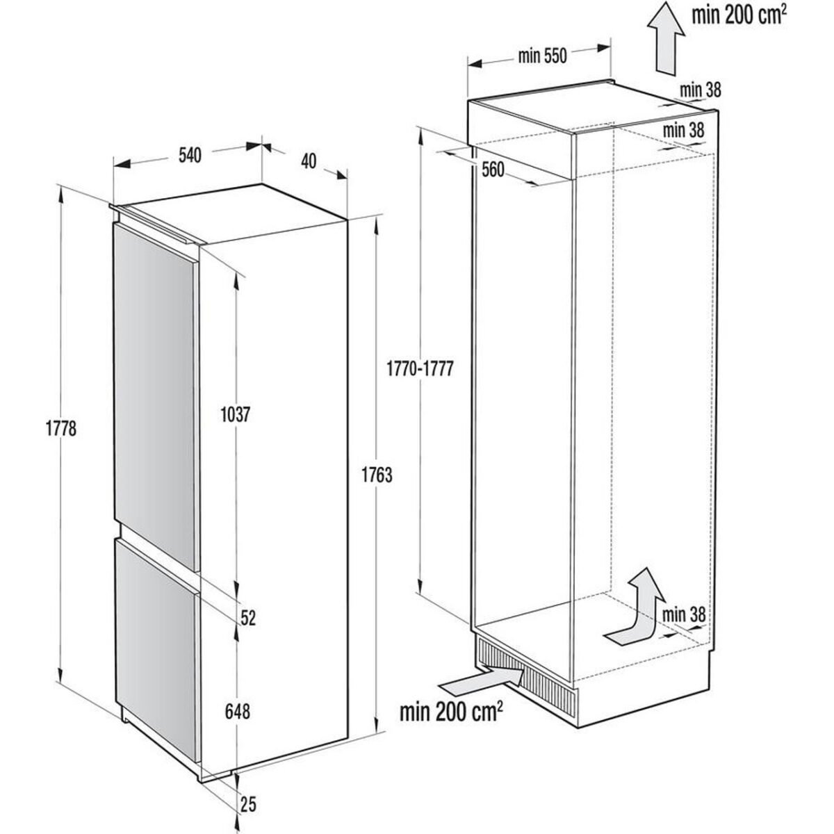Вграден хладилник с фризер Gorenje RKI517EP1 , 250 l, E , Да , Статична - Image 3