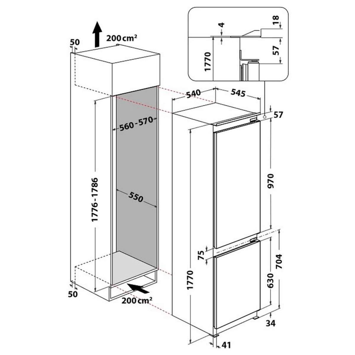 Вграден хладилник с фризер Hotpoint-Ariston HAC18D041A1 , 268 l, E , Да , Статична - Image 8