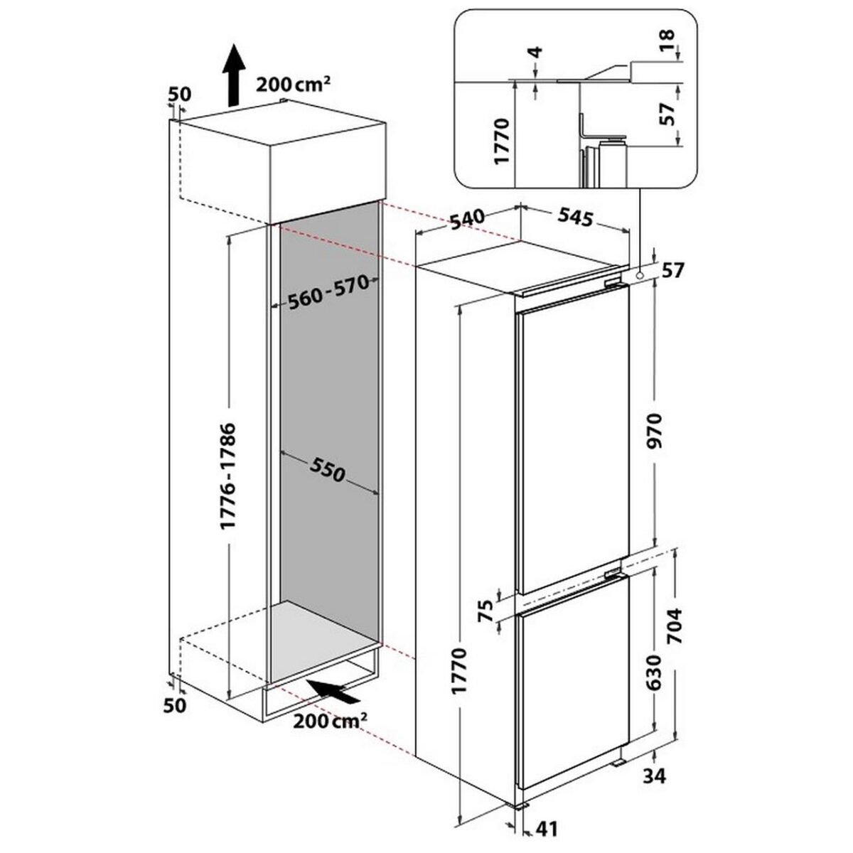 Вграден хладилник с фризер Indesit INC18D021A1 , 268 l, E , Да , Статична - Image 8