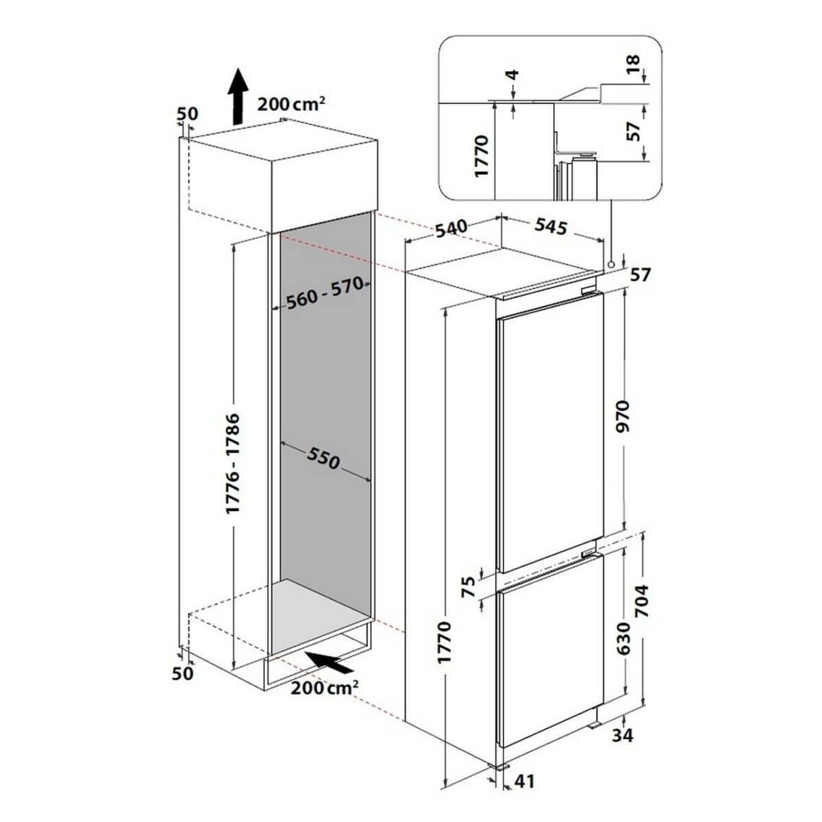 Вграден хладилник с фризер Whirlpool WHC18 T574 P , 250 l, C , No Frost - Image 10