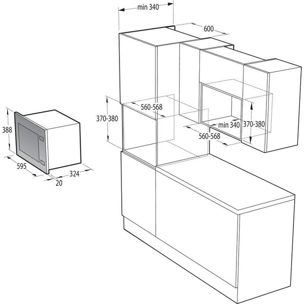 Вградена микровълнова фурна Gorenje BM201AG1X , 20 , Електронно - Image 5